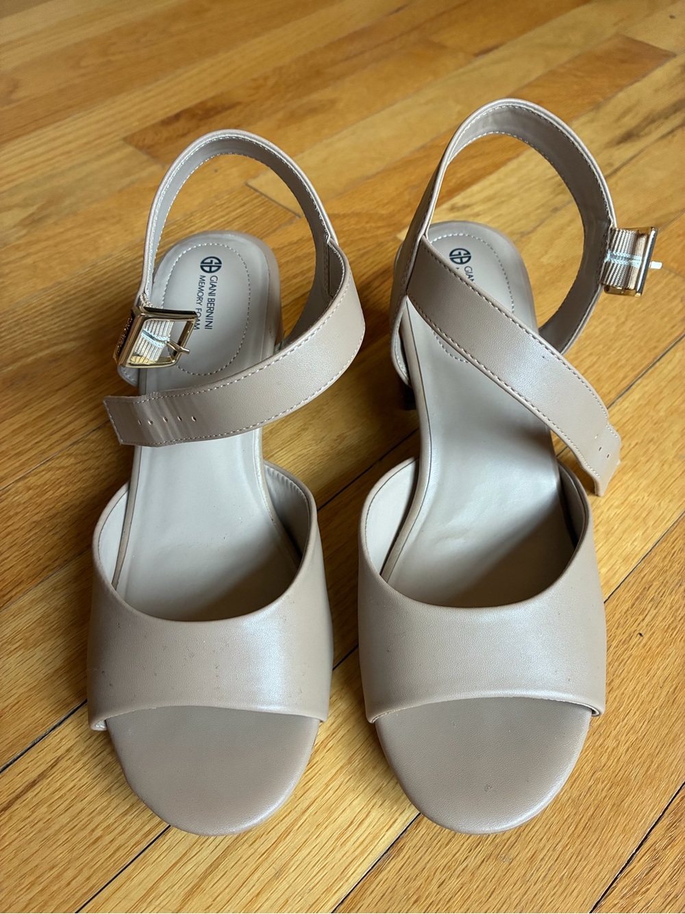Giani Bernini Taupe/Beige Slingback Block Heel Sandals